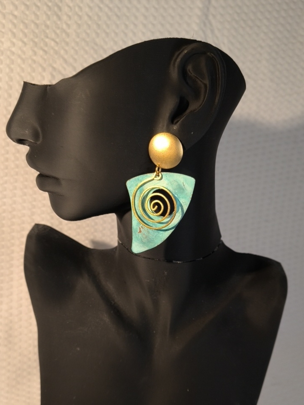 Norma Jean Designs Gold & Turquoise Spiral Drop Earrings - Women Jewelry